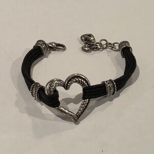 Brighton Open Heart Silver and‎ Black Multi Strand Heart Bracelet
